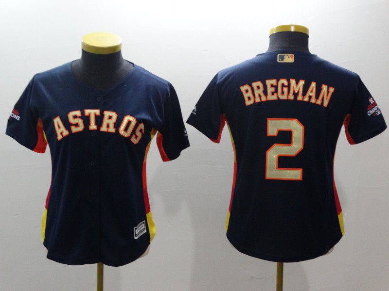 Women Houston Astros #2 Bregman Blue Champion Edition MLB Jerseys->youth mlb jersey->Youth Jersey